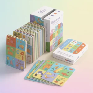 Colorful double sided educational flash cards for kids learning alphabets numbers and objects by Toy Buddies