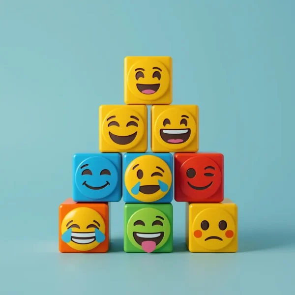 Colorful face emoji cube puzzle toy for kids brain development and emotion learning by Toy Buddies